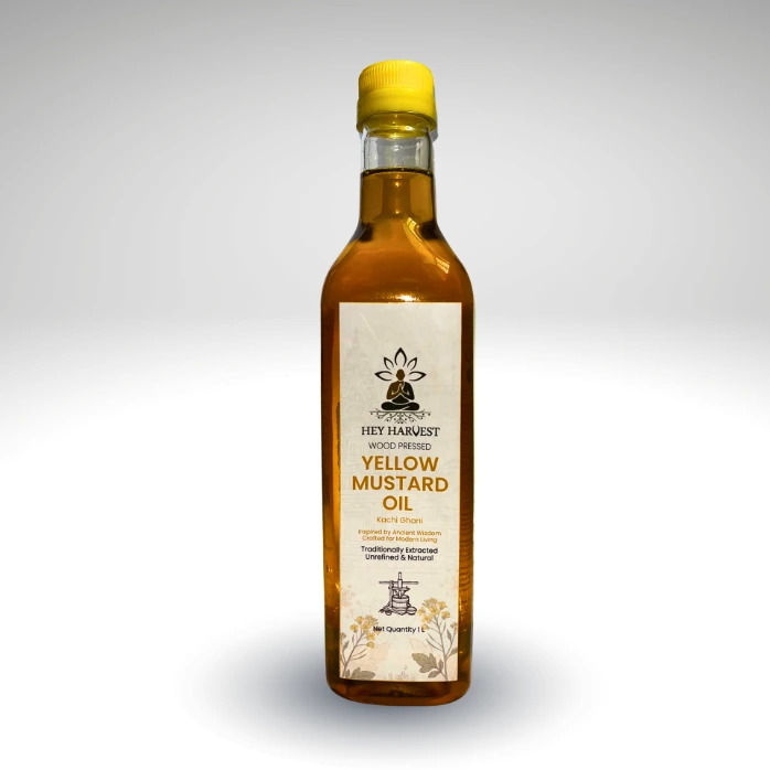 HEY HARVEST WOOD PRESSED YELLOW MUSTARD OIL (Kachi Ghani) - 1L