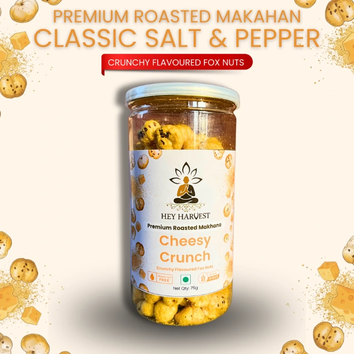 Premium Roasted Makhana – Cheesy Chrunch – 75g Jar