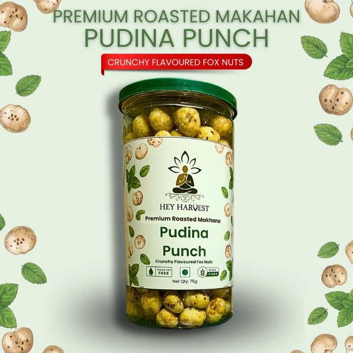 Premium Roasted Makhana – Pudina Punch – 75g Jar