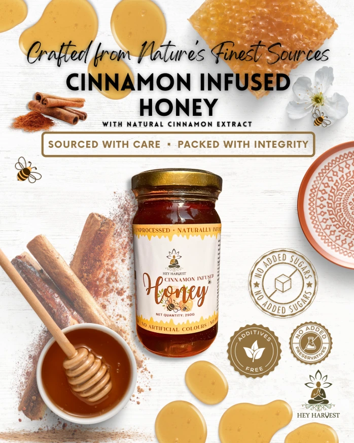 Hey Harvest Cinnamon Infused Honey (250g Jar)
