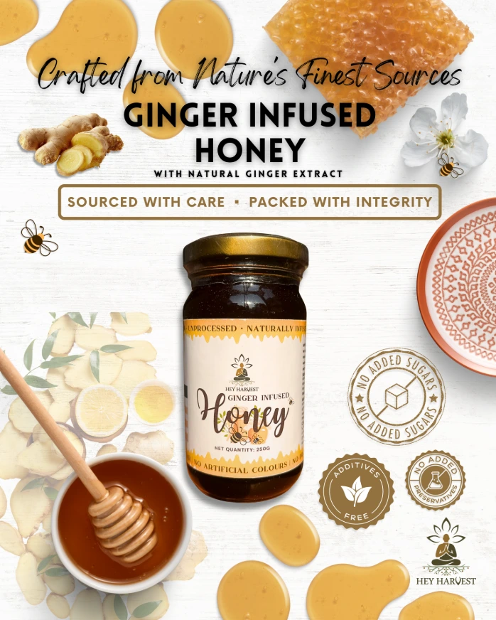 Hey Harvest Ginger Infused Honey (250g Jar)