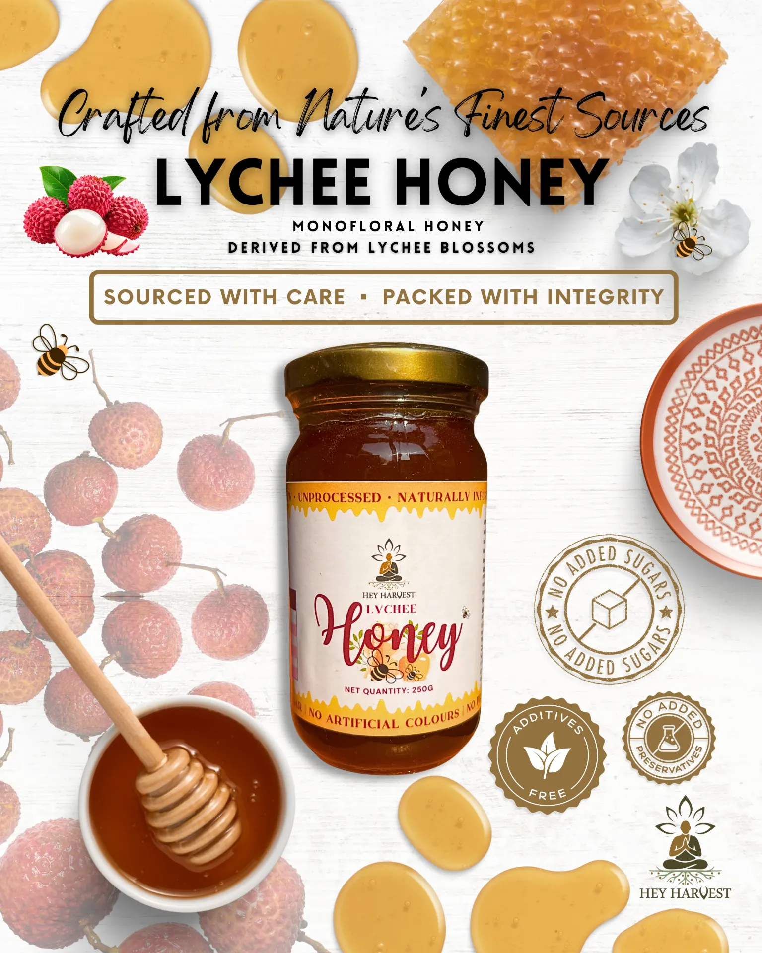 Hey Harvest Lychee Honey (250g Jar)